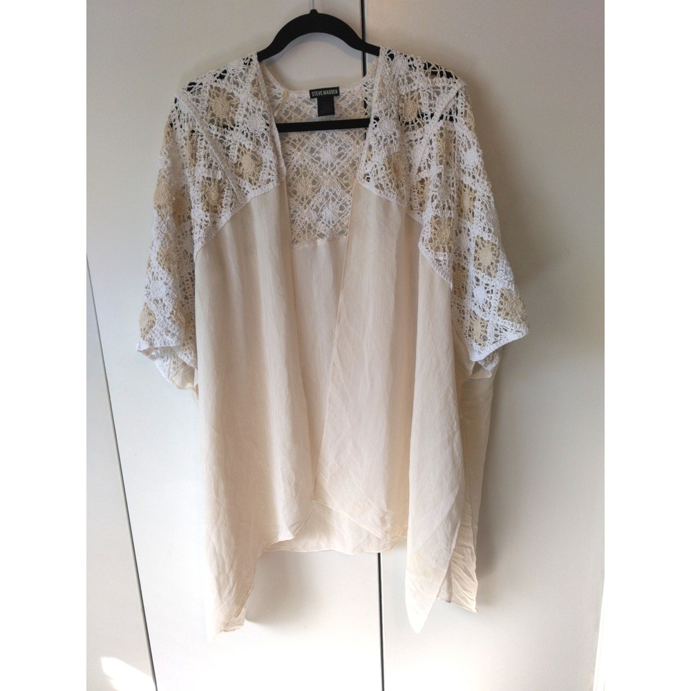 Steve Madden Crochet Detail Kimono Duster One Size Fits L to 2x Coastal Resort